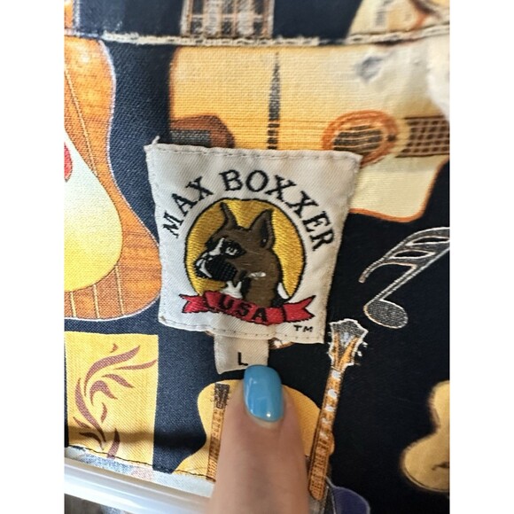 Max Boxxer USA Rock and Roll Music Guitar Camp Shirt Mens Sz Large Short Sleeve - Picture 4 of 6